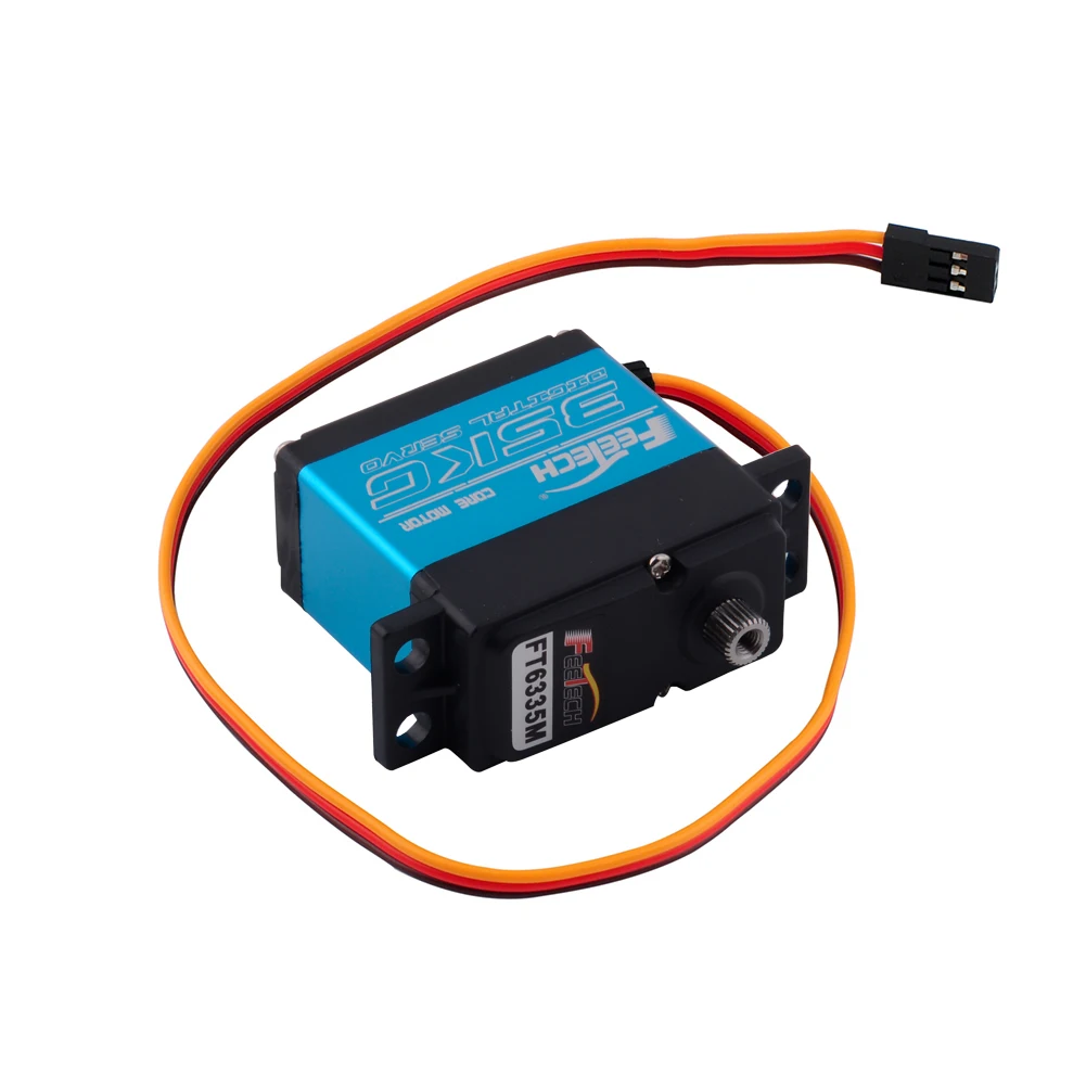 DIYmall 1/2/4 pièces Feetech 7.4V 35KG FT6335M servomoteur numérique 360 degrés servo à engrenages en alliage d'aluminium bleu avec bras en métal