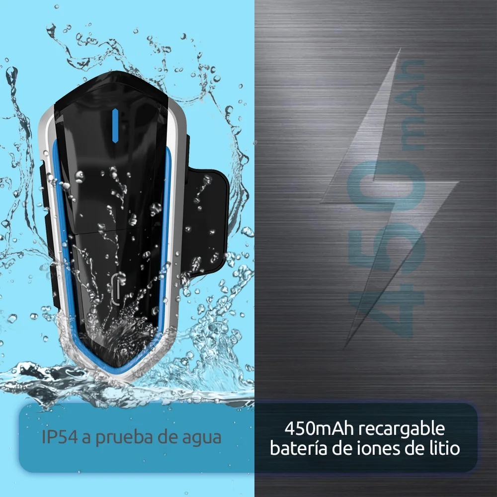 BluetoothHelmetHeadset MotorcycleHelmetAccessories IP54Waterproof 450mAhBattery MotorbikeHeadphone StableDriving