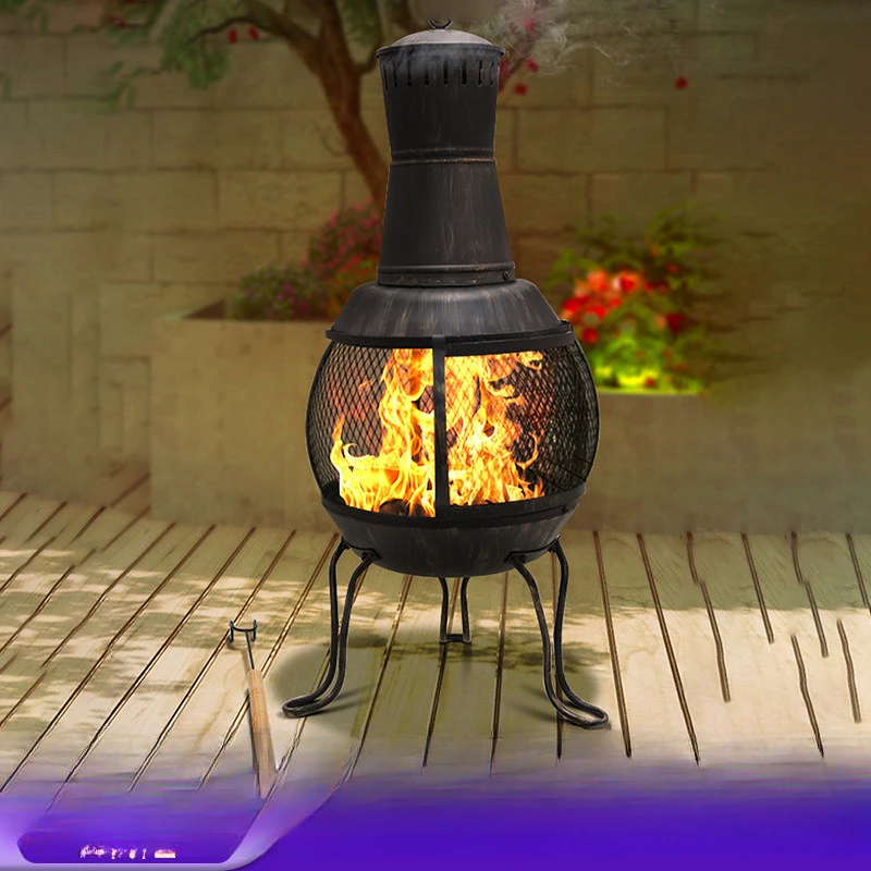 Vintage outdoor stove villa courtyard firewood stove outdoor garden firewood roasting stove bonfire heater
