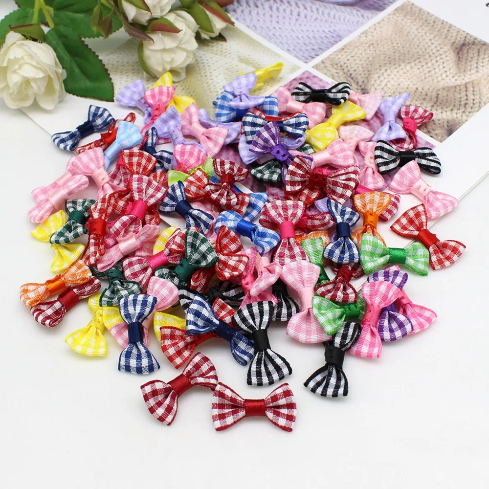 50 or 100pcs 15mm-30mm Small Satin Ribbon Bow Satin Ribbon Bowknot Ribbon Bow Flower Tie Appliques Scrapbooking Crafts Wedding