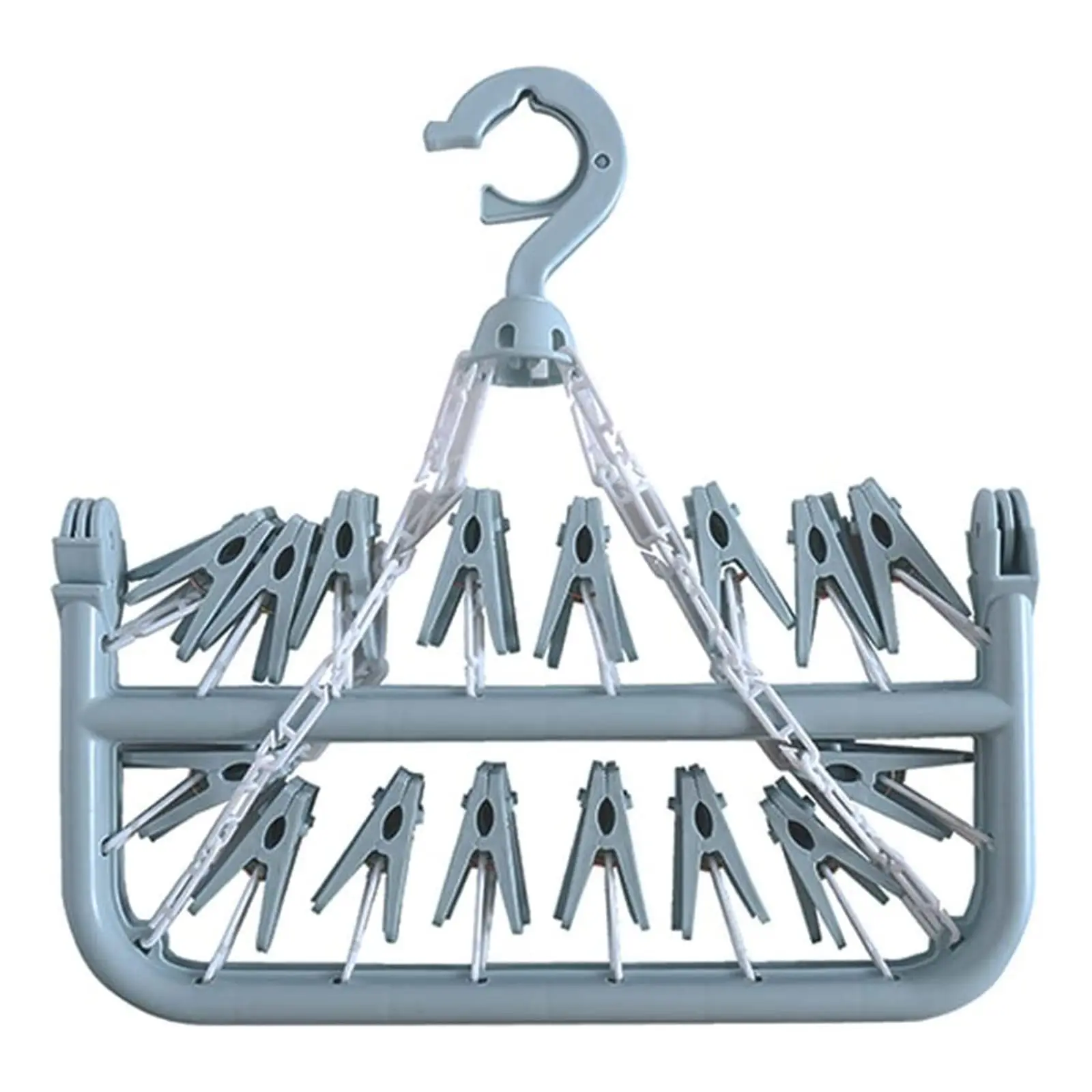 Foldable Drip Hanger with 32 Clips - Plastic Hanging Drying Rack for Clothes Underwear Socks