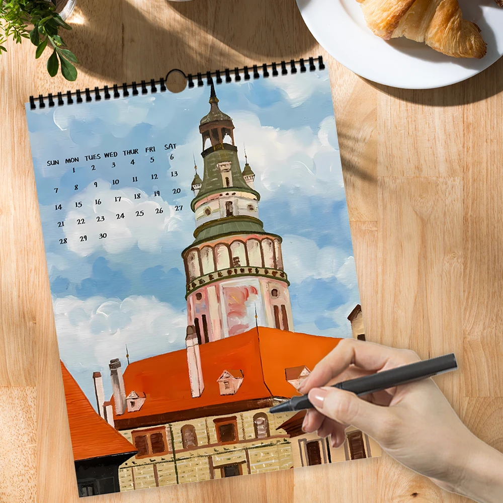 قطعة واحدة من تقويم الحائط 2026، سلسلة شفاء اللوحة الزيتية، 12 تصميمًا جميلًا، هدية مثالية لأعياد الميلاد والكريسماس والعام الجديد #5