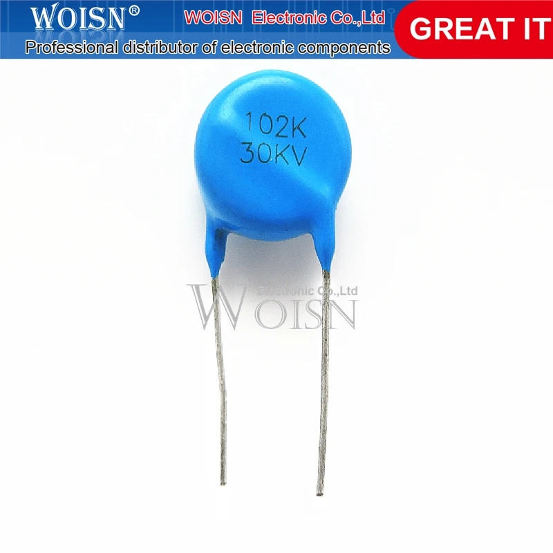 102K 30KV high voltage capacitor 0.001UF 1NF straight plug 30000V blue round