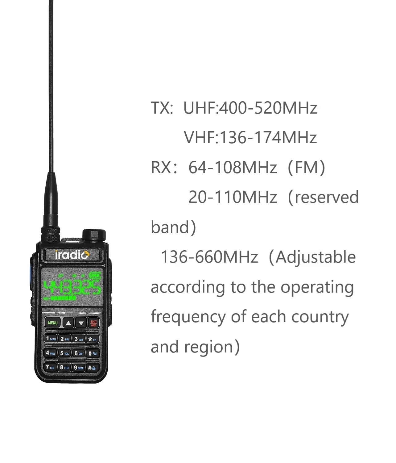 

Iradio Walkie Talkie WALKI TALKI Quad-band High Power CB Radio Vhf Uhf CB Ham Radios Upgraded walkie-talkie