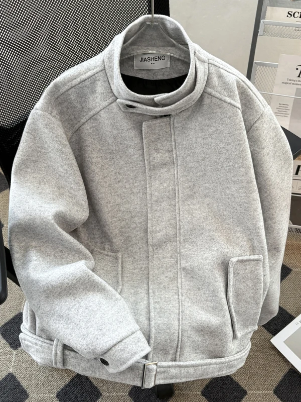 

Мужское и женское свободное шерстяное пальто с воротником-стойкой, утепленное, осенне-зимнее, модный бренд Jaet, американский ретро-дизайн