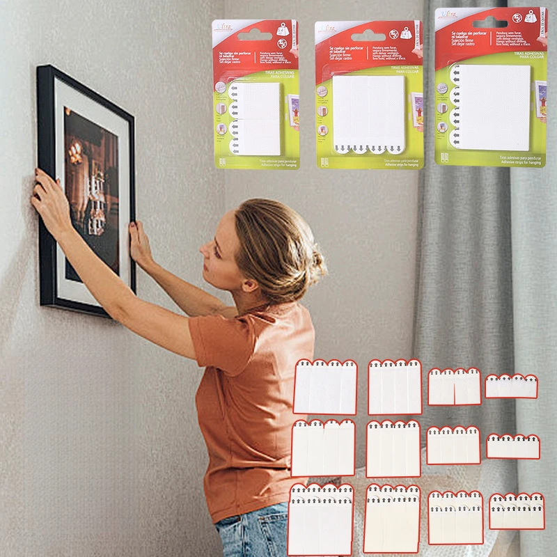 Strong Hanging Picture Frame Removable Magic Tape Easy Pull Adhesive Hook Self-Adhesive No Trace Magic Decorative Picture Double