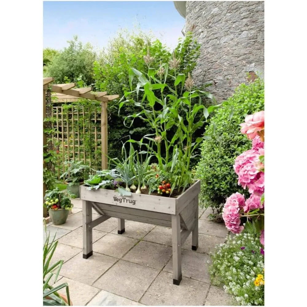 Raised Bed Planter, Outdoor Standing Beds Gardening Kit for Vegetable/Flower/Herb,Outdoor Herb Planter, 1 m, Gray