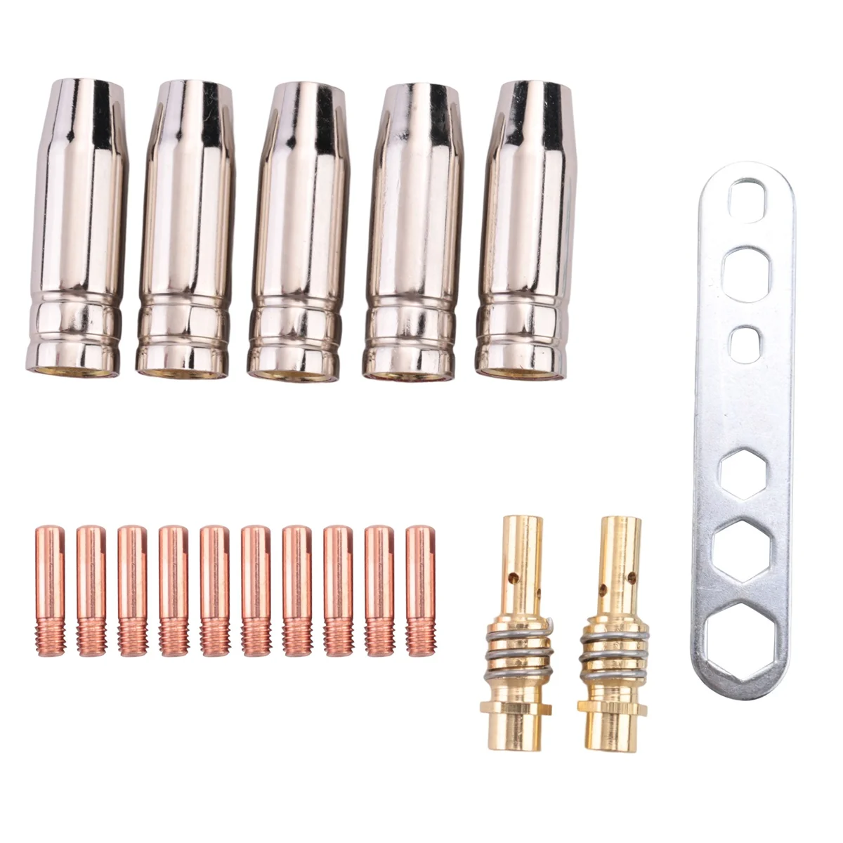 18Pcs Welding Torch Kit Contact Tip 0.8mm M6 & Tips Holder Difuser & Shield Cup for Mb15 15Ak Mig Welding Torch