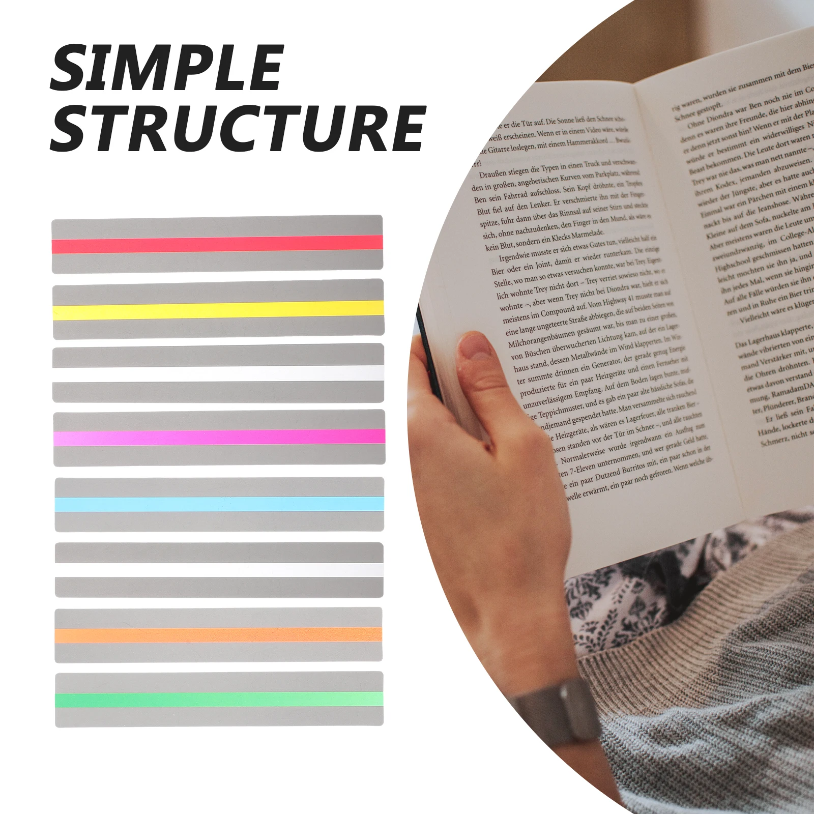 8pcs Reading Guide Strips Dyslexia Bookmarks Colored Layered Tracking Rulers Student Markers Portable Suitable All Ages