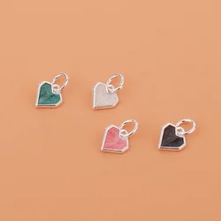 925 sterling silver Korean fashion pop accessories Colorful heart pendant handmade DIY beaded material