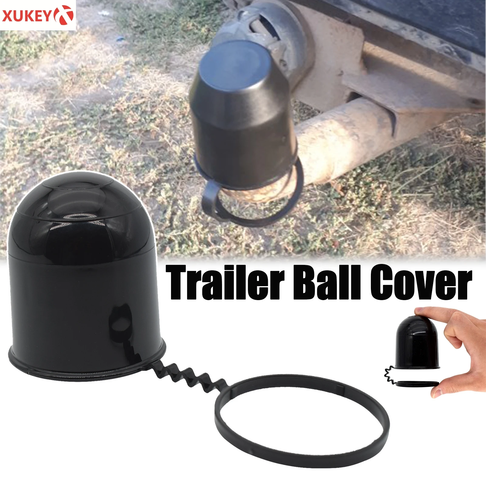 

Prevent Falling Towing Hitch Tow Trailer Ball Cap Cover Caravan Trailer Protection Car Accessories Universal Black Durable 50Mm