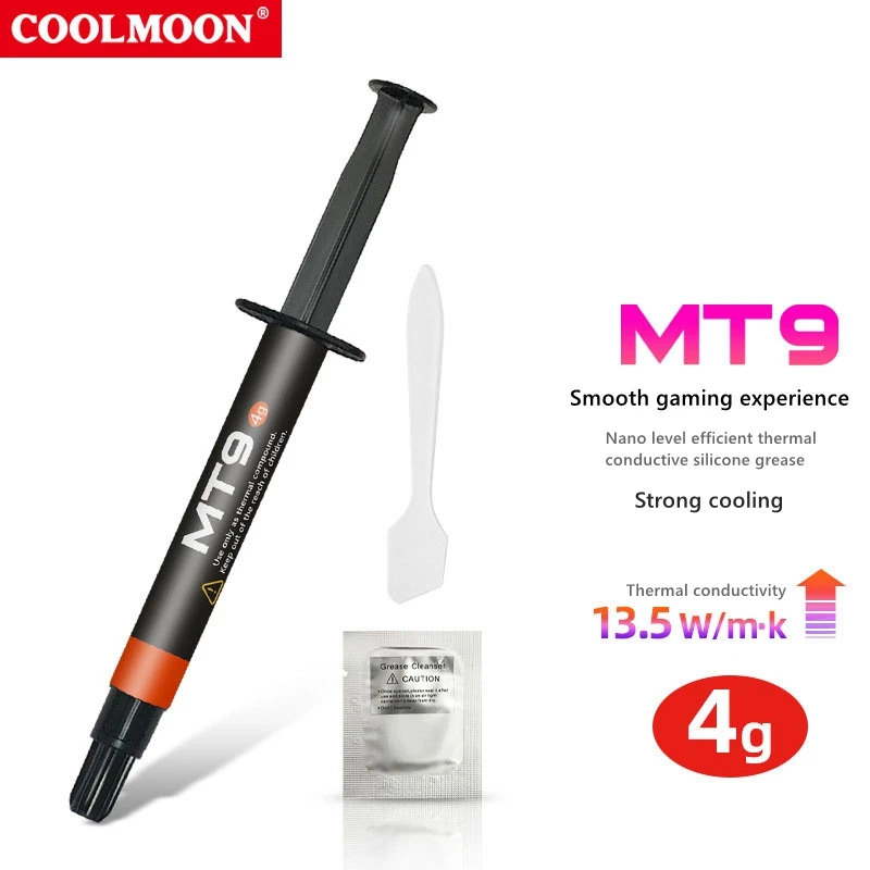 COOLMOON-grasa térmica de silicona MT9, pasta térmica para ordenador de escritorio, CPU, tarjeta gráfica, alta conductividad, disipación de calor, 13,5 W