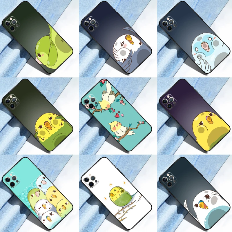 Chubby Cockatiels Parrotlets Phone Case For iPhone 14 15 16 Pro Max XS X XR Cover For iPhone 13 12 Mini 11 Pro Max Plus