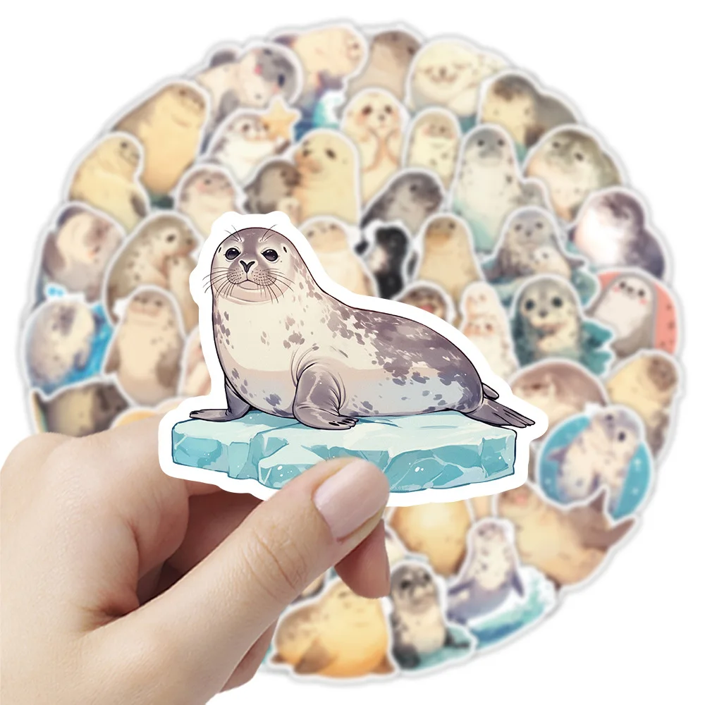 50-Pack Cute Seal Cartoon Stickers Waterproof Doodle Decals for Phone Guitar Tablet Fridge Luggage Stationery Notebook