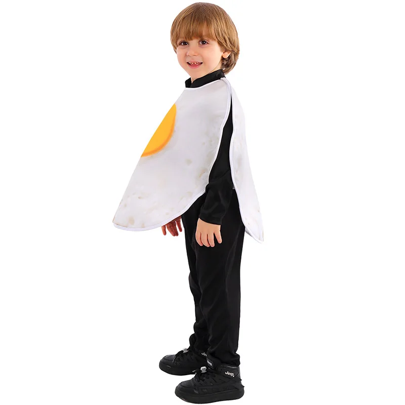 

OA Real Fried Egg Costume Enfant Fit Unisex Food Tunic Jumpsuit Niño Egg Costume For Halloween Purim World Book Day Cosplay