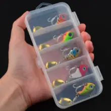 5pcs Vibrating Spinner Spoon Fishing Lures Colorful Metal Vib Jigs with Hooks, Durable Hard Baits for Trout & Winter Fishing 6