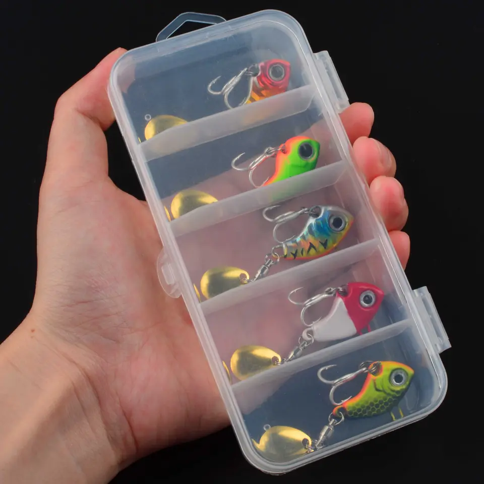 5pcs Vibrating Spinner Spoon Fishing Lures Colorful Metal Vib Jigs with Hooks, Durable Hard Baits for Trout & Winter Fishing - Detail Angle #06