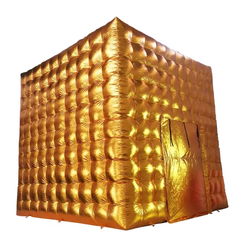 

High quality Luxury Gold Inflatable Cube Tent reflection Inflatable photo booth for Wedding And Party