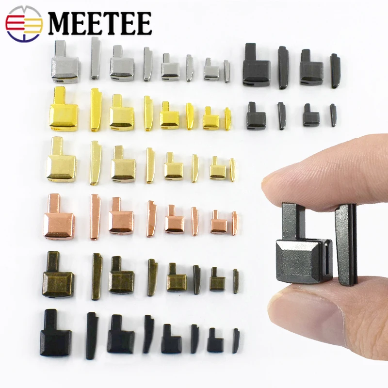 

50Sets 3#5#8#10# Zipper Bottom Stops Metal End Caps for Jacket Bag Luggage Zip Retainer Repair Kits DIY Sewing Accessories