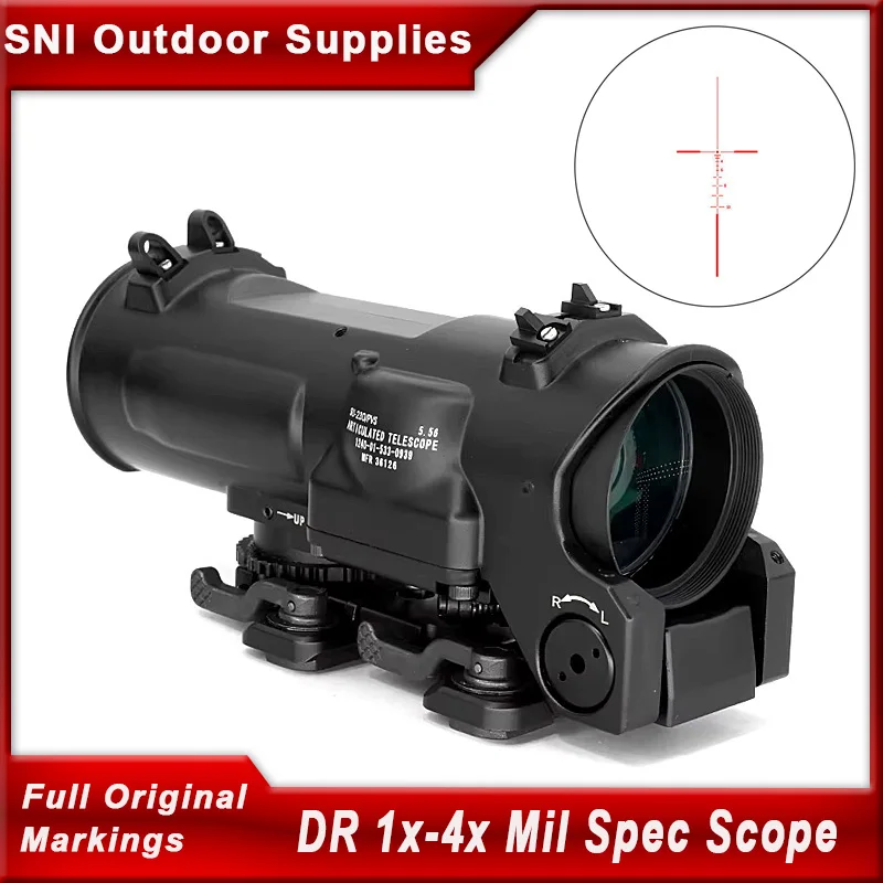 Dual Role DR 1x-4x Tactical Riflescope Red Illuminated Optics For Airsoft Hunting Gen3 Mil Spec Version With Original Markings