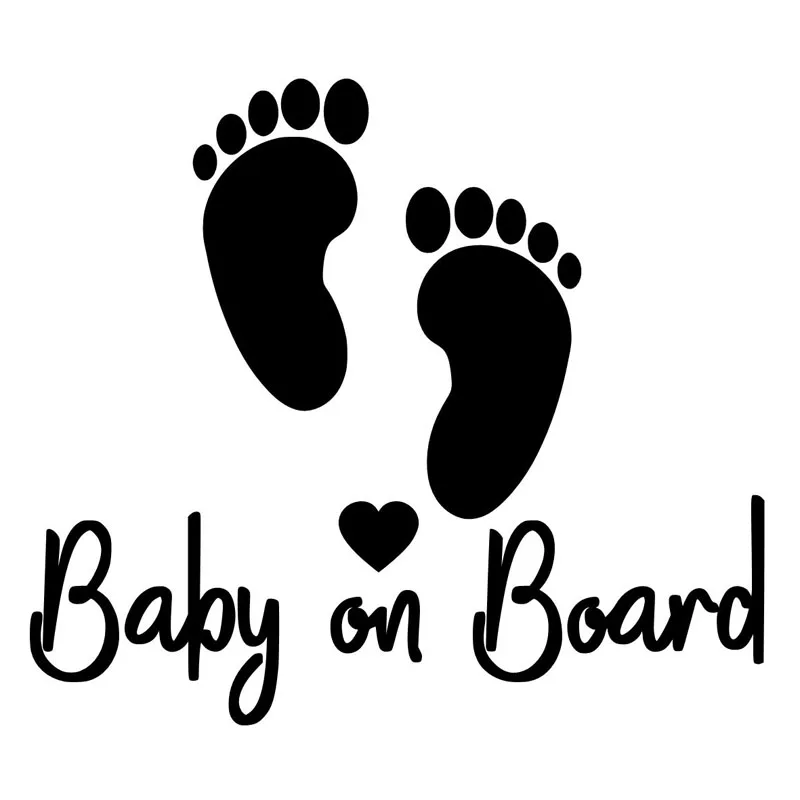 Jpct car baby funny footprint Warning Sign Decal for car, notebook, mobile phone shell waterproof car sticker 12.7cm*11.2cm