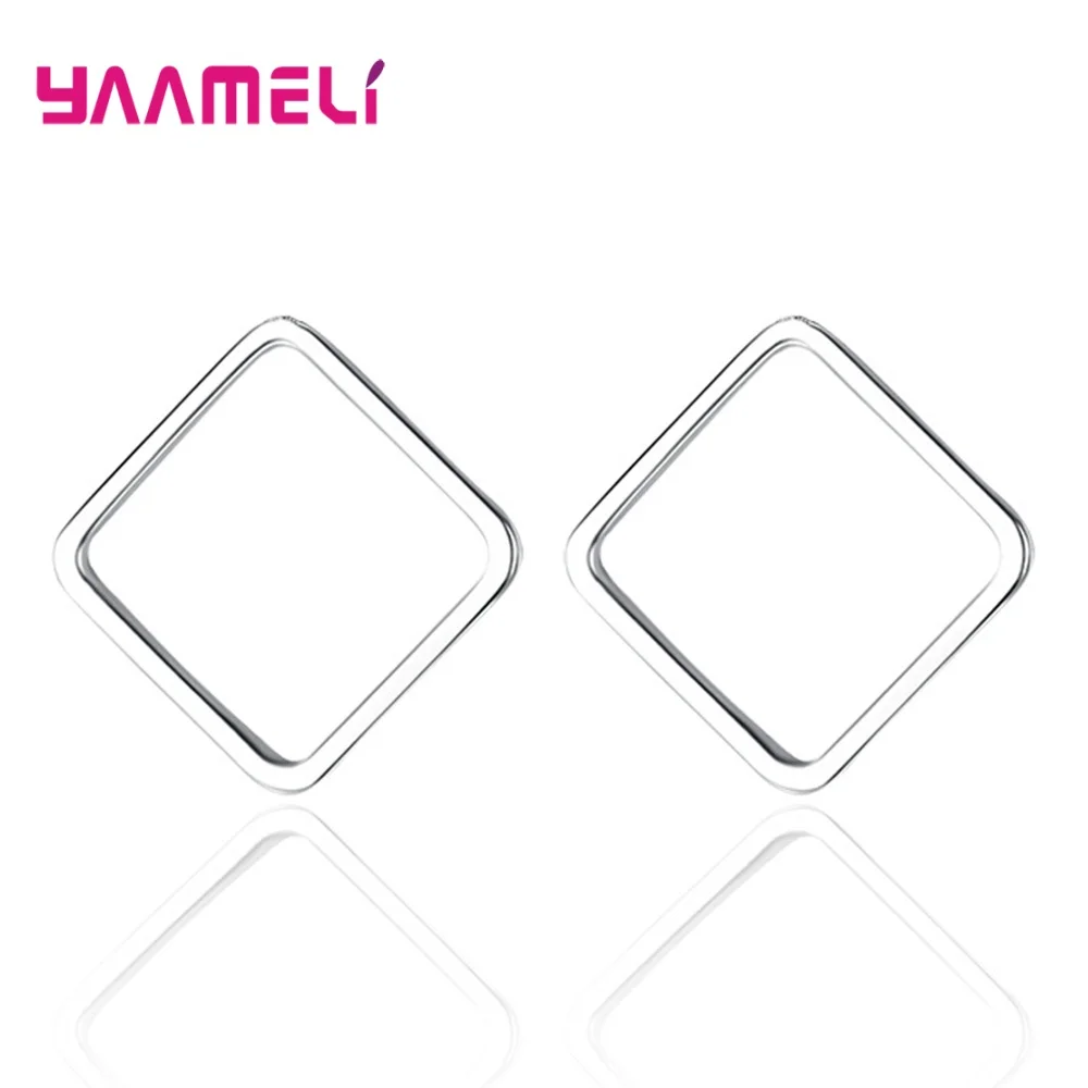 Minimalist Fashion Triangle Round Square S925 Sterling Silver Stud Earrings Party Gifts For Women Good Quality Jewelry Wholesale