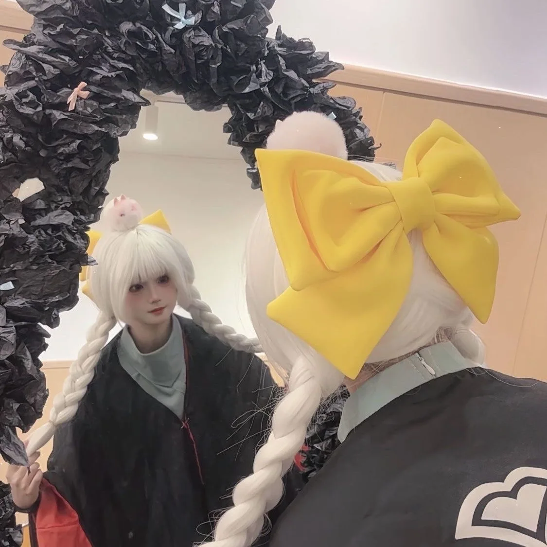 1pc di alta qualità giallo grande fiocco forcina da donna popolare copricapo grande retro copricapo coda di cavallo clip accessori per capelli cosplay