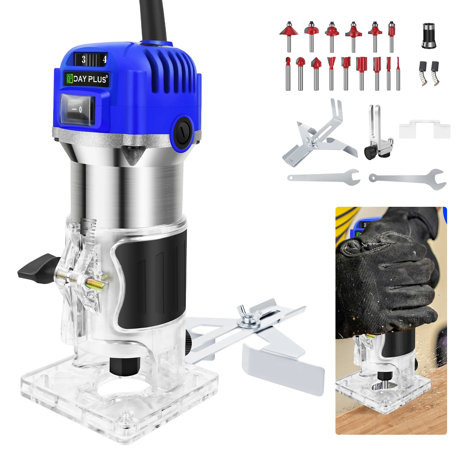 1/4 "آلة توجيه الخشب النجارة الكهربائية المتقلب الخشب نحت طحن أدوات القطع نجار أدوات كهربائية 2000 واط 6 سرعة #1