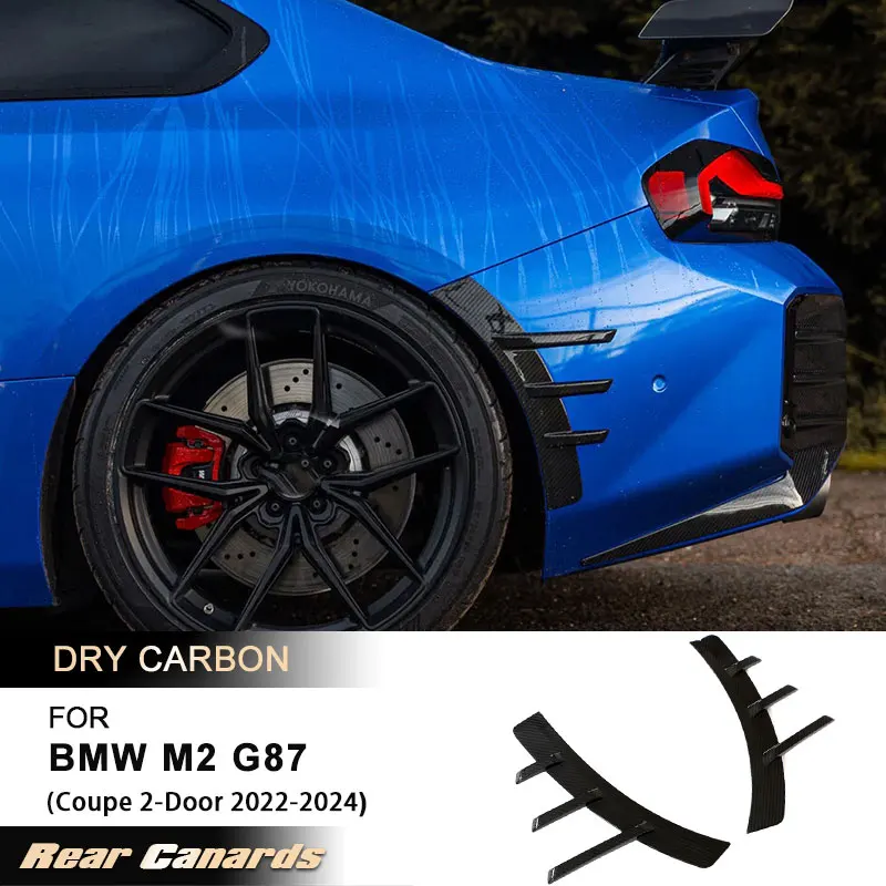 

Car Rear Bumper Canards for BMW M2 G87 Coupe 2-Door 2022-2024 Racing Rear Canards Wheel Mudguard Splitters Fins Dry Carbon Fiber