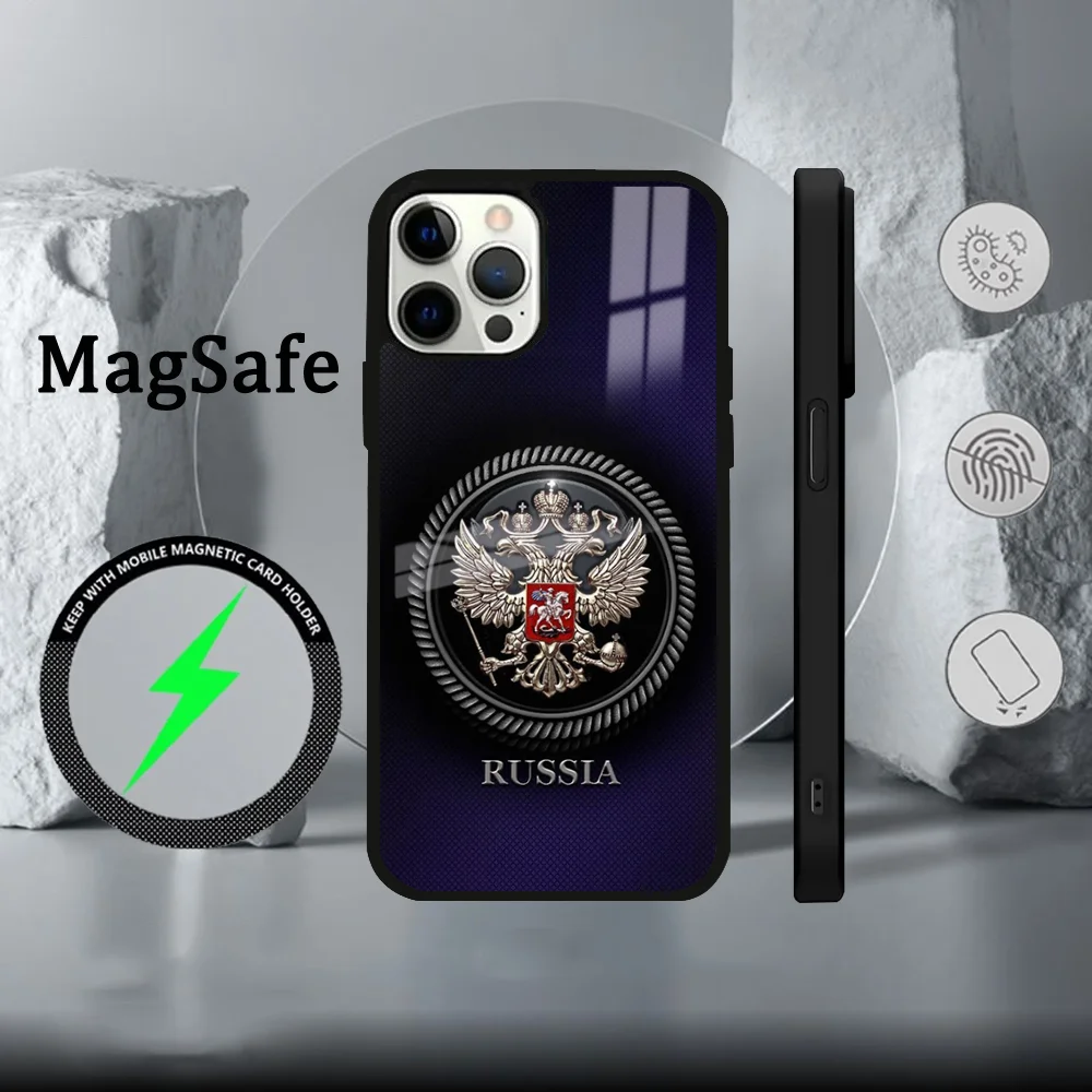 Russia Flag national emblem Phone Case For iPhone 16 15 14 13 12 11 Pro Max Plus Mini Magsafe Mirror Wireless Magnetic Cover - Image 6