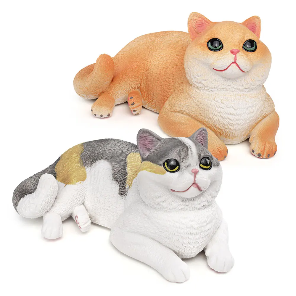 Large Size Calico Cat Orange Kitty Model PVC Animal Ornaments Kids Toy Pet Cats Figurine Room Decoration HG189