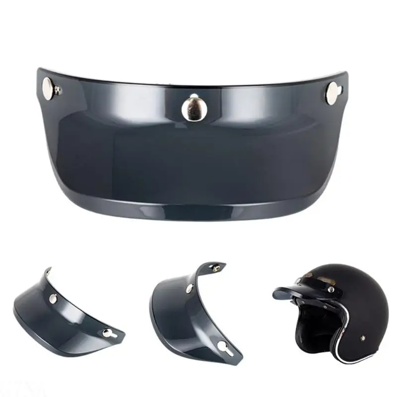 Anti-UV-Nebel, winddicht, universelles 3-Druckknopf-Visier für Motorräder mit offenem Gesicht, Helm, Windschutz, hochklappbare Passform, langlebig – Detail 2