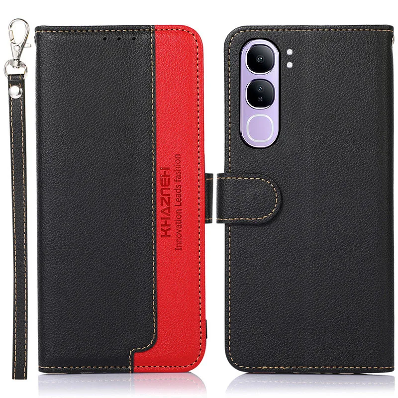 Flip two-color leather phone Case For vivo V40 V30 Lite ME 4G IDN Pro SE V40e V30e RFID Magnetic button card slot Wallet cover