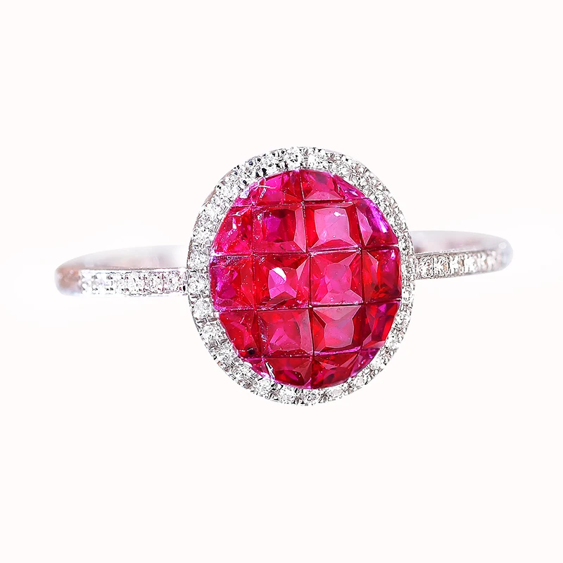 

10K 14K 18K Gold Invisible Setting Ruby White Gold Ring