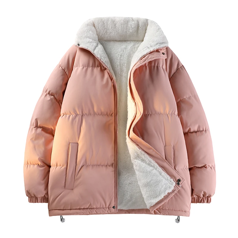 Chaqueta gruesa de invierno para mujer, chaquetas para correr a la moda de lana, chaqueta Bomber de talla grande para mujer