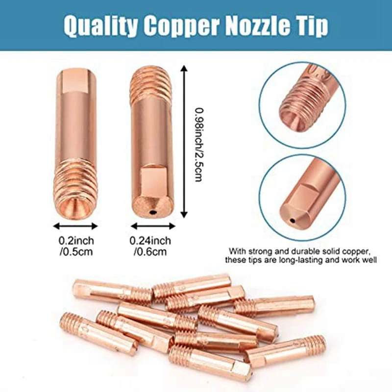 16PCS Flux Core Gasless Nozzle Tips K3493-1 Kit 0.035Inch Contact Tips & Gas Diffusers With Century FC90/80GL Titanium