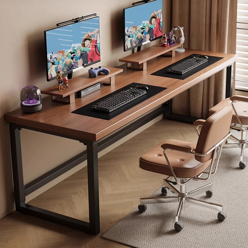 Solid wood double computer desk desktop, household desk, long table, workbench