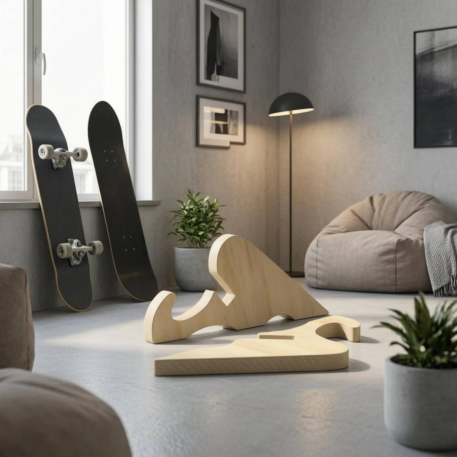 Wooden Skateboard Stand Solid Wood Skateboard Display Rack Snowboard Display Rack Freestanding Sport Storage Easy to Clean