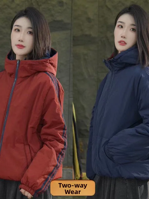 

plus Size Cotton Jaet Women's Double-Sided Wear Winter New Simple Loose Casual Versatile down Jaet Warm Outerwear