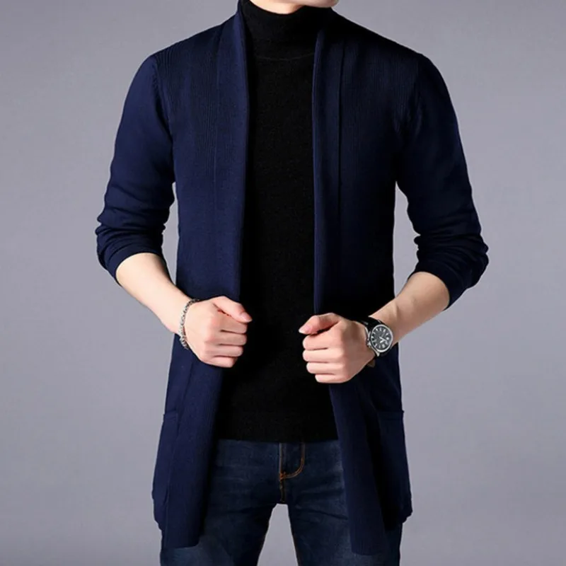 KIDWHXR 2026 Spring Autumn Man Cardigans Slim Turn Down Collar Male Knitted Coat Mid Length Soft Casual Men Sweater Outerwear 2 KIDWHXR 2026 Spring Autumn Man Cardigans Slim Turn Down Collar Male Knitted Coat Mid Length Soft Casual Men Sweater Outerwear 2