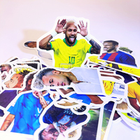 10/30/50Pcs Premium Neymar Brazil Football Wall Stickers Reusable Sticker Pack High-Quality Soccer Teams Fans Club Bars Sticker