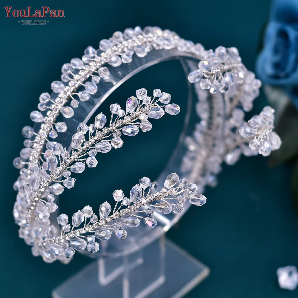 YouLaPan HP382 Crystal Wedding Hair Accessories for Bride Headband Bridal Hair Pieces Hairbands Wedding Party Women Tiara