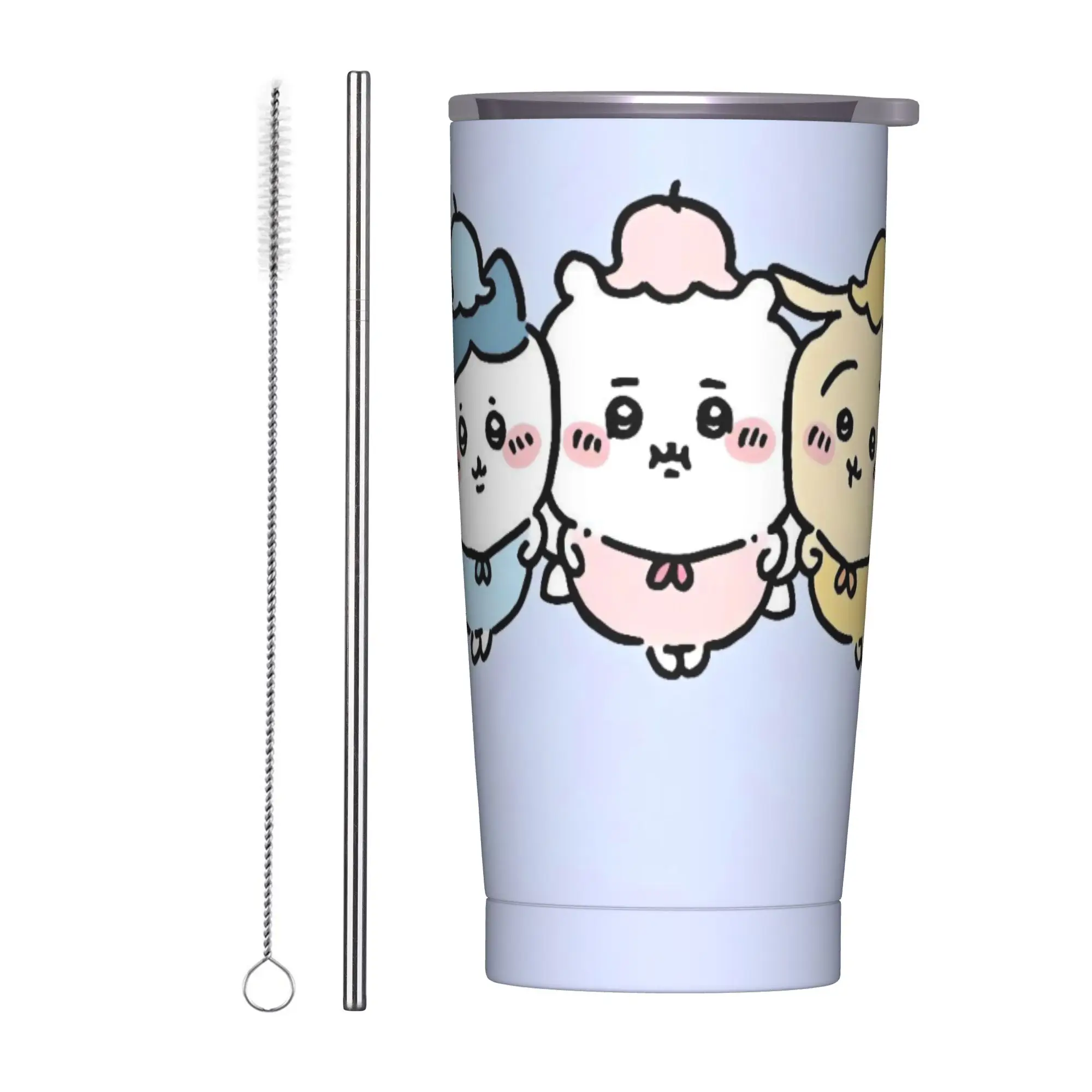 

Стакан из нержавеющей стали Chiikawa, автомобильные кружки с соломинкой, бутылка для воды для путешествий, горячих напитков, большие термочашки