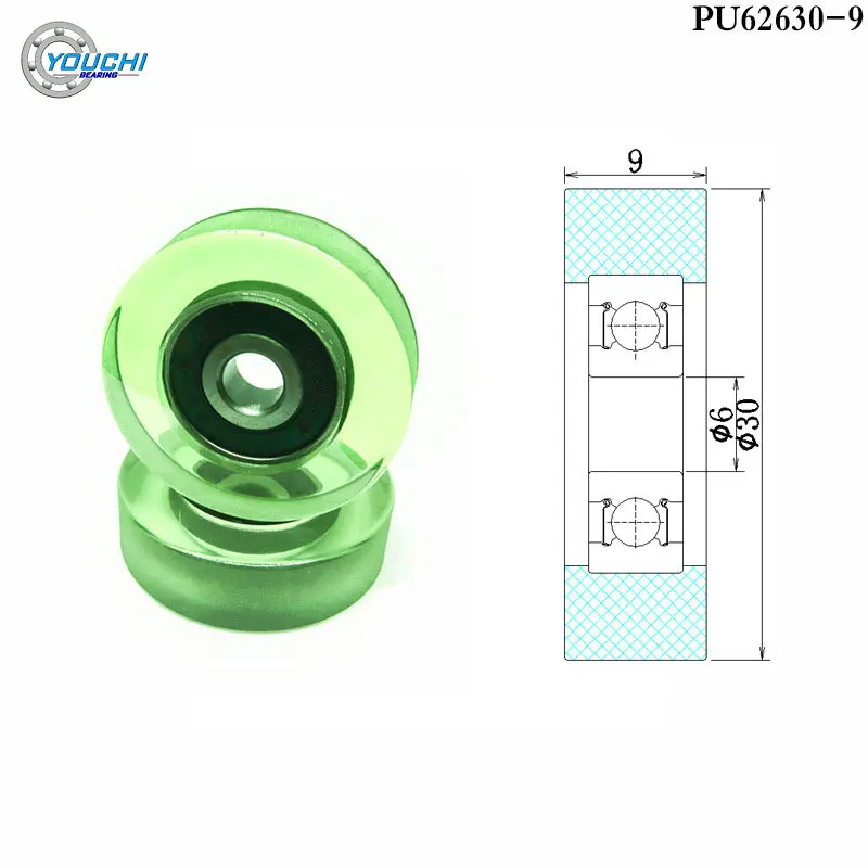 5pcs 6x30x9 Polyurethane Roller OD 30mm PU 626 Bearing PU62630-9 PU Coated Pulley 6*30*9 Plastic Wheel