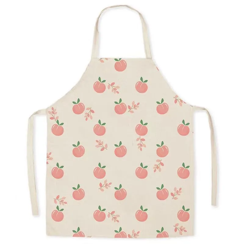 Fruit Adult Linen Sleeveless Apron Cartoon Cute Strawberry Pattern Kitchen Cooking Baking Bib Housework Cleaning Men\'s Apron