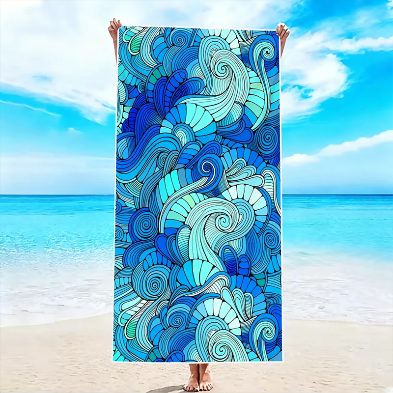 1Pc, Blue Rhapsody Beach Towel, Super Absorbent Lightweight Beach Towel - Sand-Free Quick-Dry Towel, Soft Microfiber, Suitable for Beaches, Pools, Gyms, Bathrooms, Camping, and Travel.