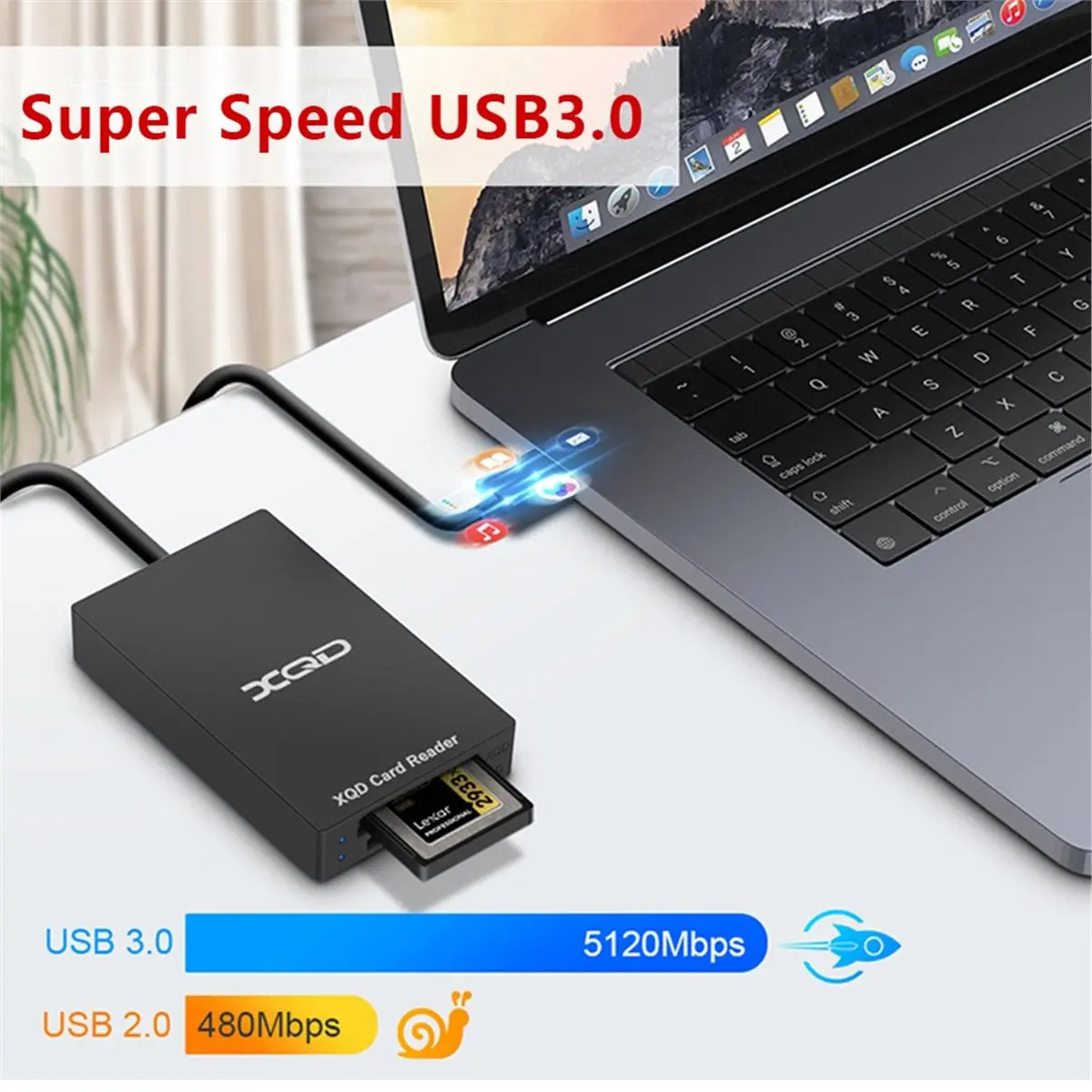 Q02 Multi-Function USB to XQD Card Reader USB 3.0 Card Reader M/G Memory Card Supports Speeds Up to 5Gbps