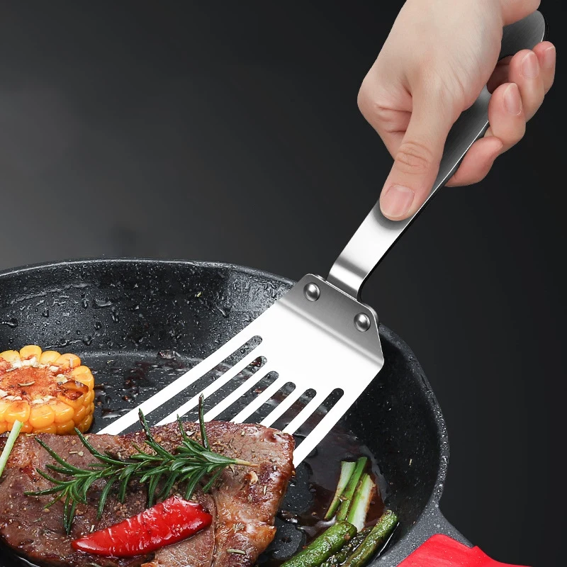 

Stainless Steel Frying Spatula Leaky Shovel Steak Spatula Fish Turner Shovel Kitchen Supplies Cookware Cooking Tool