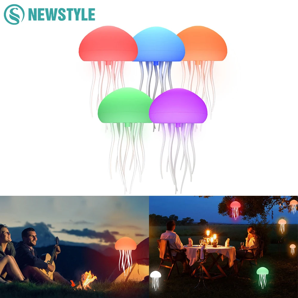 Colourful Jellyfish Night Lights Voice Control Bedside Lamp Flexible Tentacles  Jellyfish-Shape Atmosphere Lights for Home Decor