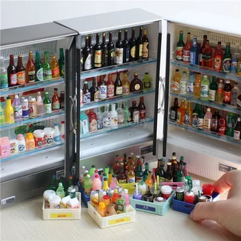 21PCS Kitchen Toy Double-Door Large Refrigerator Miniature Furniture Music Light Food…